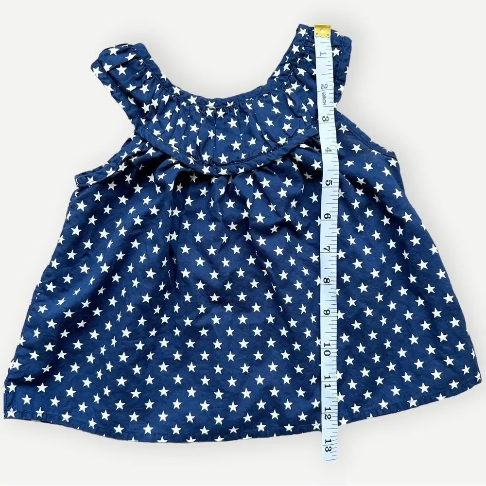 Old Navy Baby Girl’s Sleeveless Ruffle Neck Star Print Tank Top. 12-18 Months.
